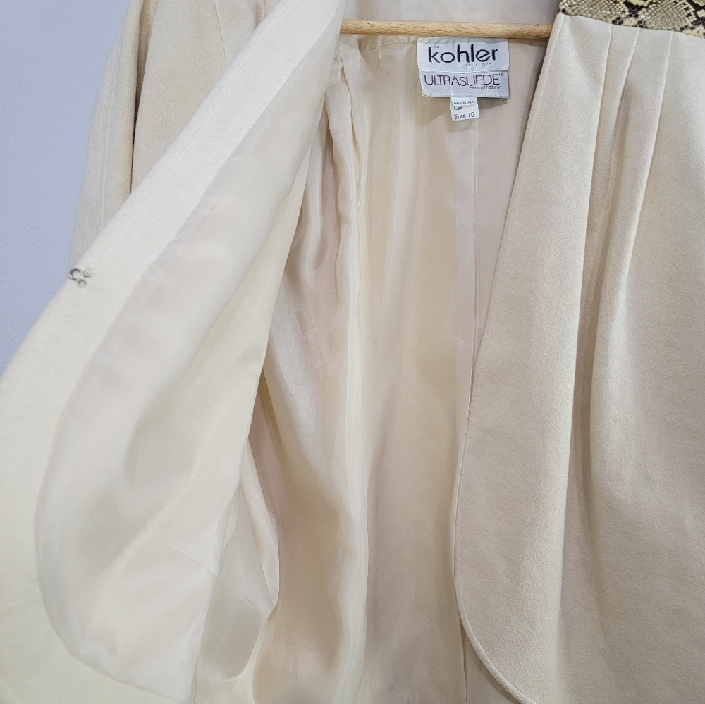 Vintage Kohler UltraSuede Snakeskin Trim Open Jacket Size 10 Union USA - Picture 6 of 15